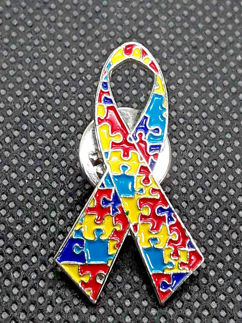 AUTISM AWARENESS Colorful Puzzle Piece Ribbon Lapel Hat Vest PIN