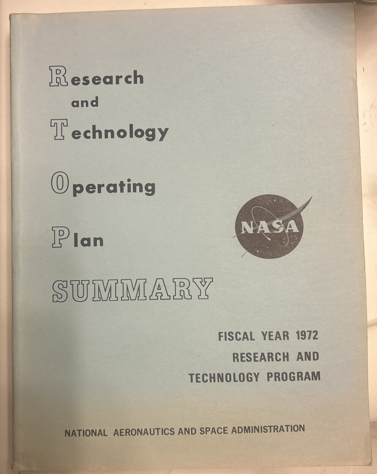 1972 NASA SPACE BOOK Research And Technology Operating Plan Summary Rare Vintage