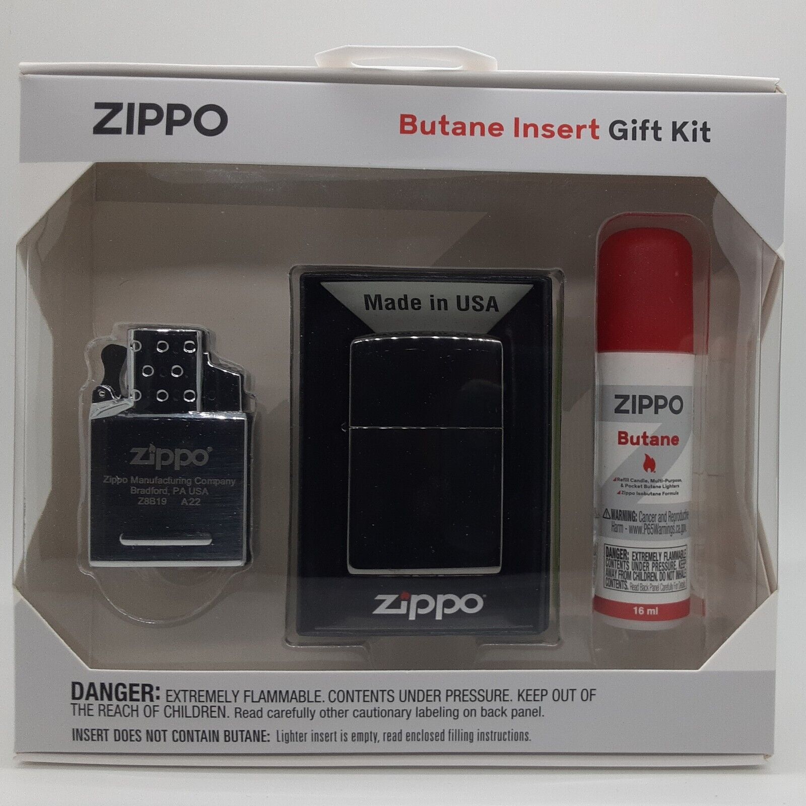 Zippo Authentic Black Ice 150 Double Torch Refillable Butane Lighter Gift Set