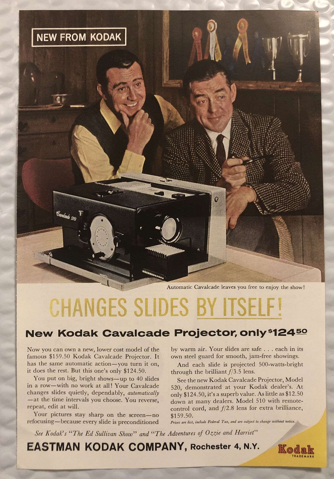 Vintage 1959 Kodak Cavalcade Projector Original Print Ad Full Page