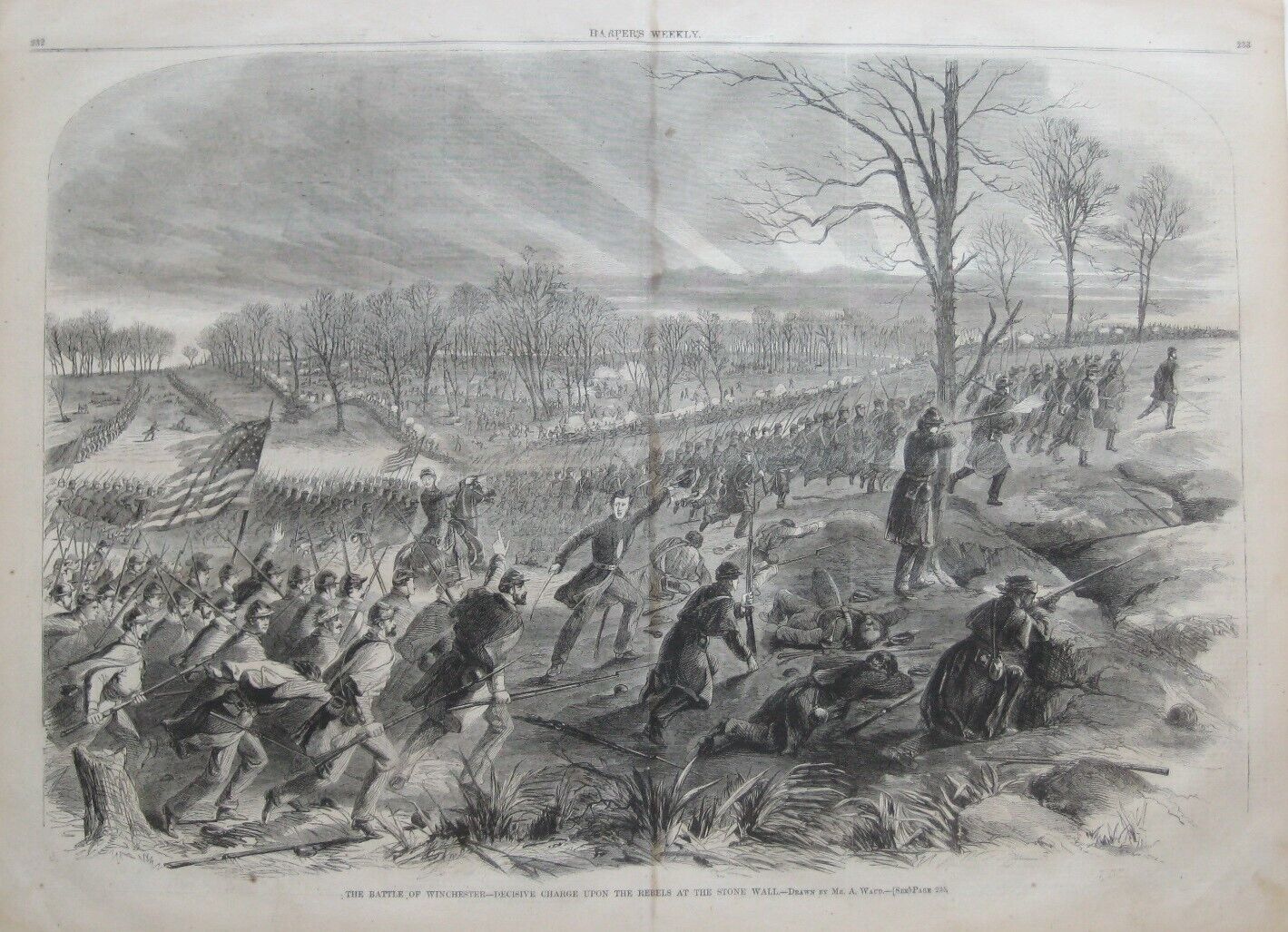 Original 1862 Civil War Engraving BATTLE OF KERNSTOWN Winchester Virginia Waud