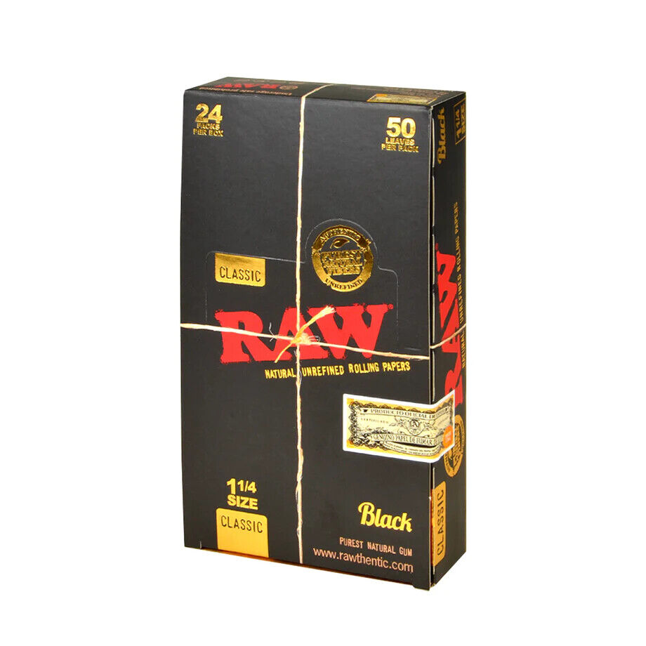 🍃😎🍃24 X 1 1/4 RAW CLASSIC BLACK NATURAL UNREFINED ROLLING PAPERS 🍃😎🍃 