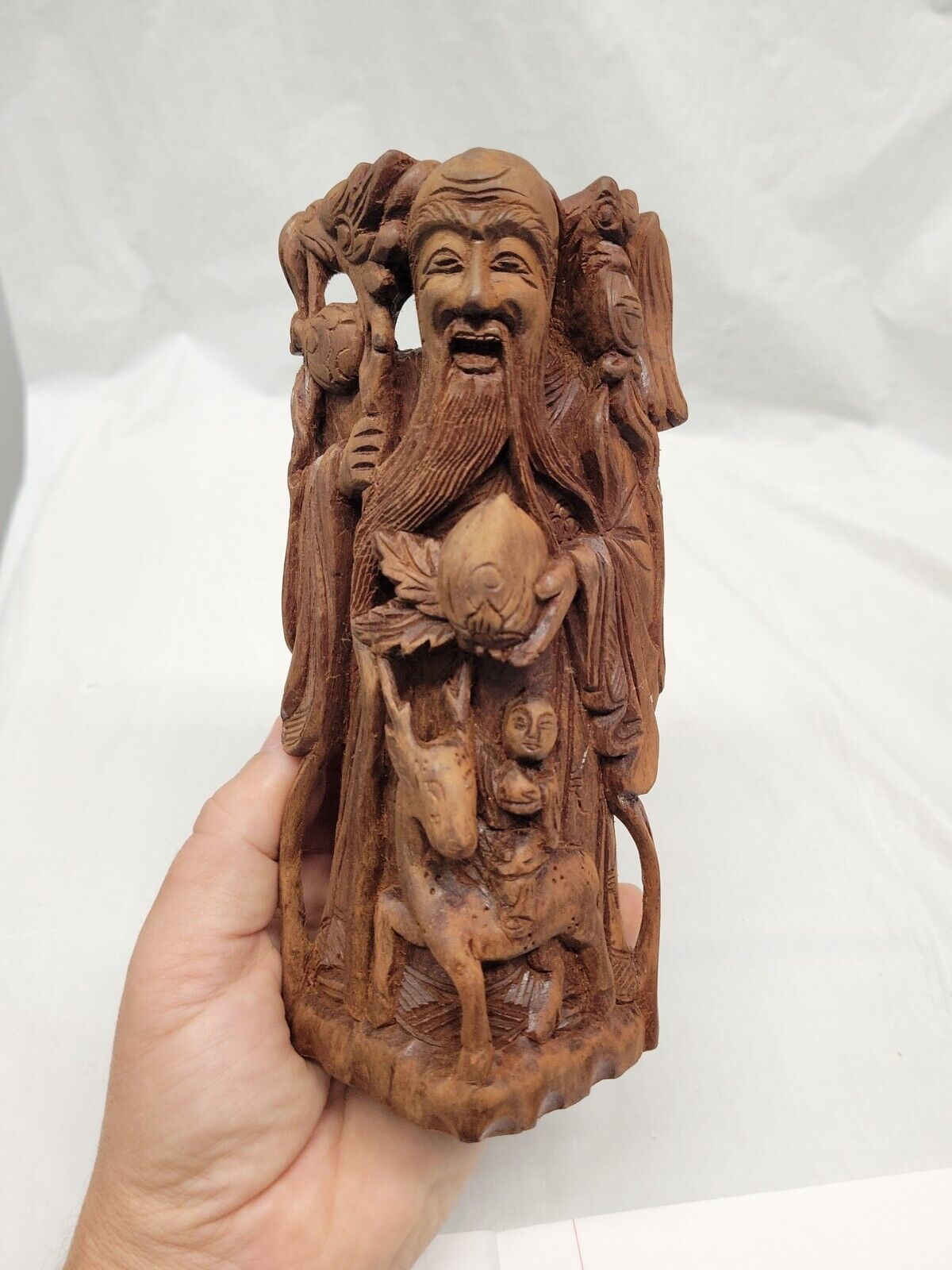 Chinese Carved Wood Figurine /  Chinese Wise Man Statue 7 Inch  # 5073