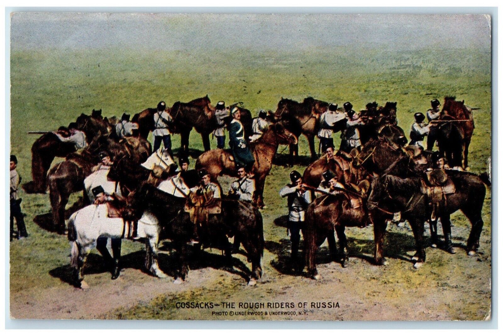 1915 Cossacks The Rough Riders Of Russia Rowland Uniforms Advertising Postcard