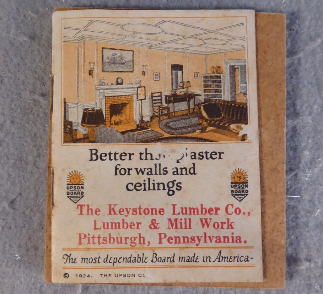 Upson Board Keystone Lumber Co. Vintage 1924 Advertising Sample Walls Ceilings