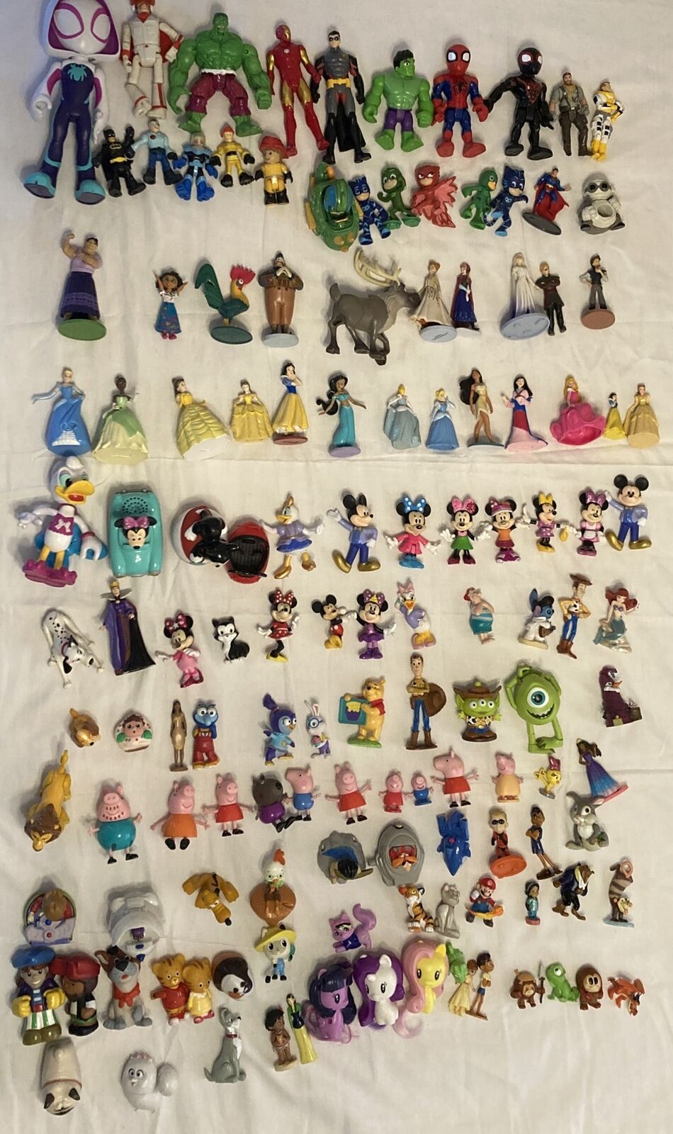 Disney, Hasbro Characters Mixed Figures Lot Frozen Mickey Mouse Princess 130 pc