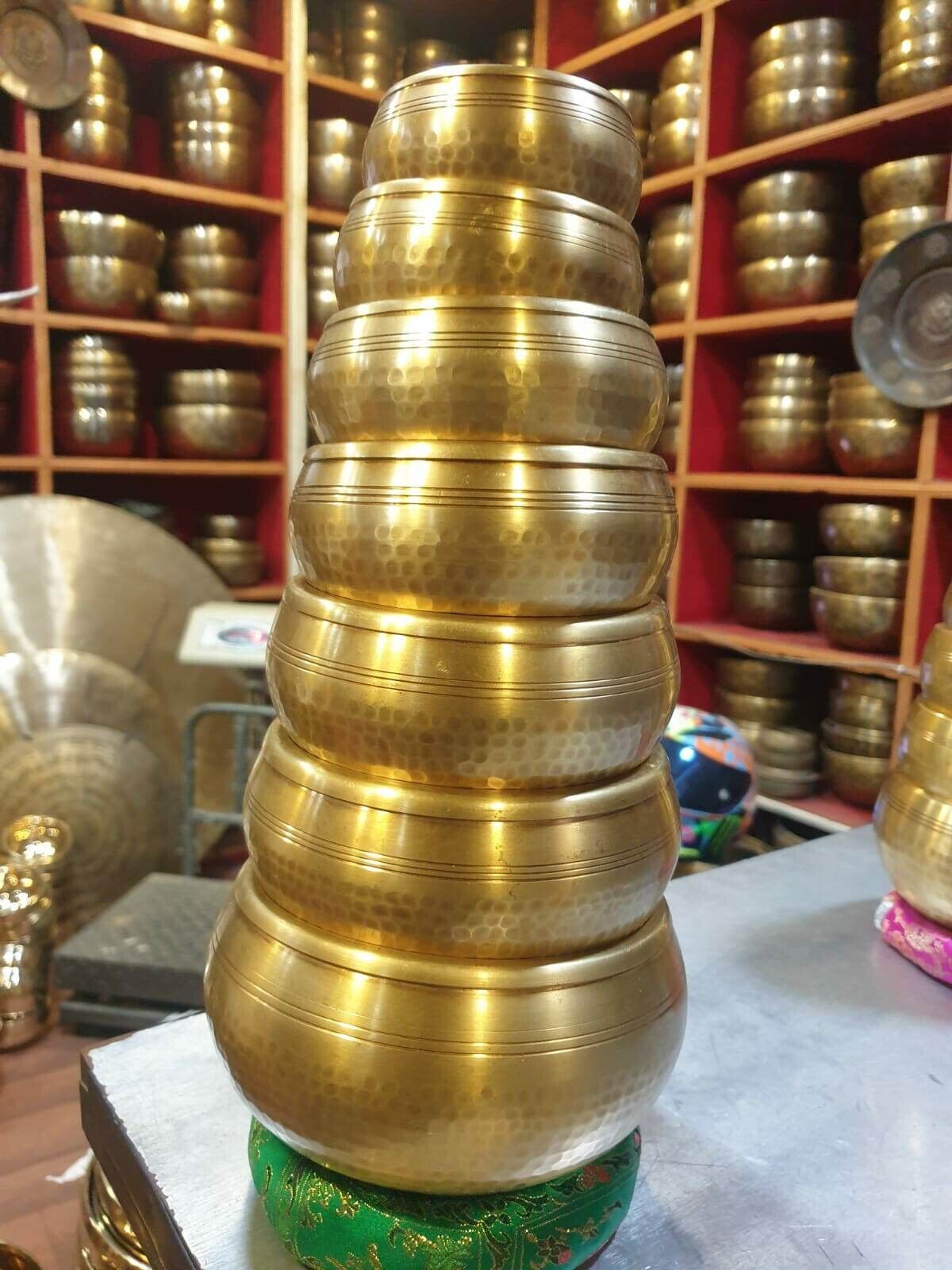 Set Of 7 Hand Hammer Tibetan Handmade 7 Pieces Singing Bowl Therapy Meditation