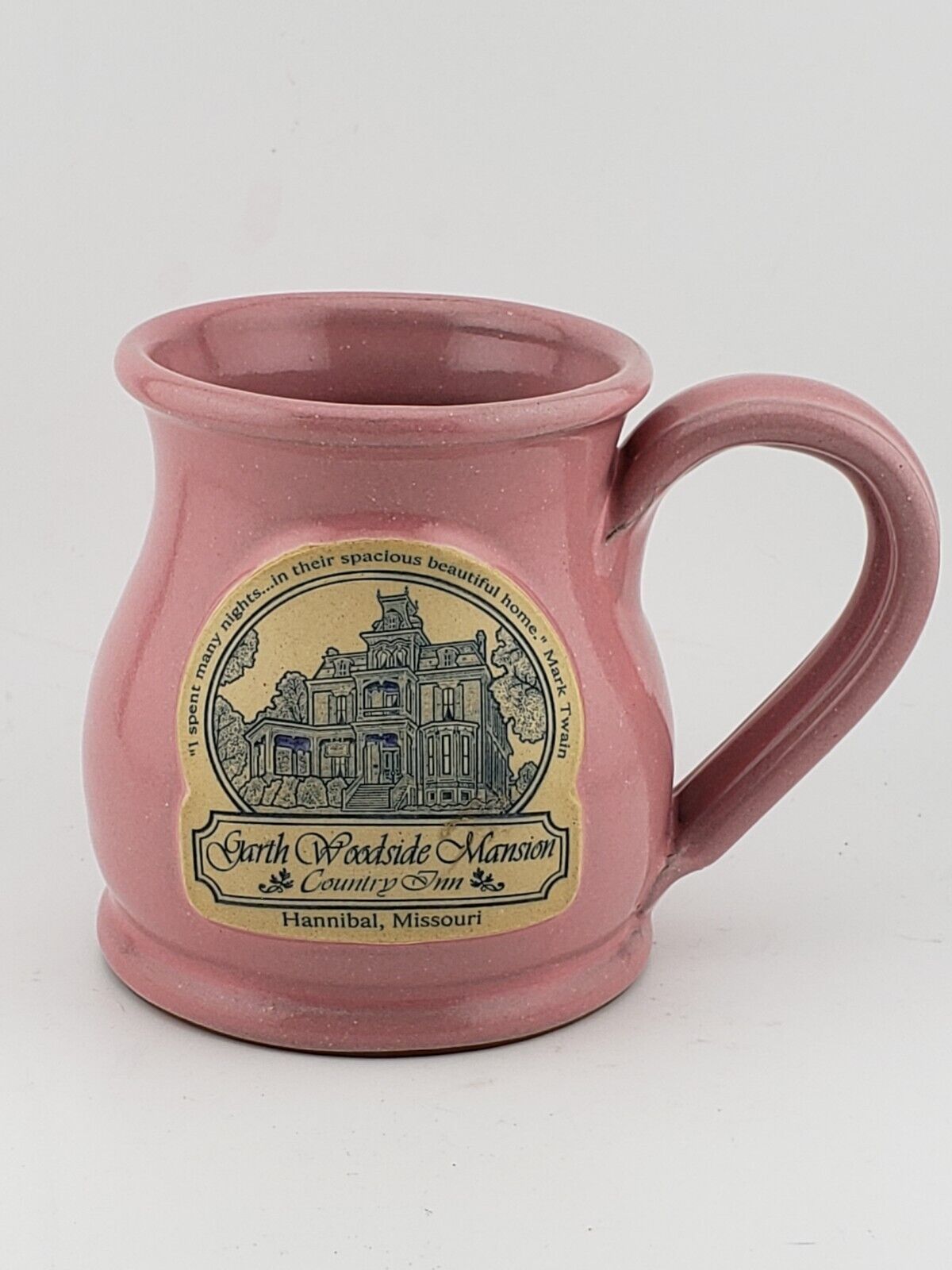 Deneen Pottery Potbelly Mug Garth Woodside Mansion Country Inn Pink Mark Twain 