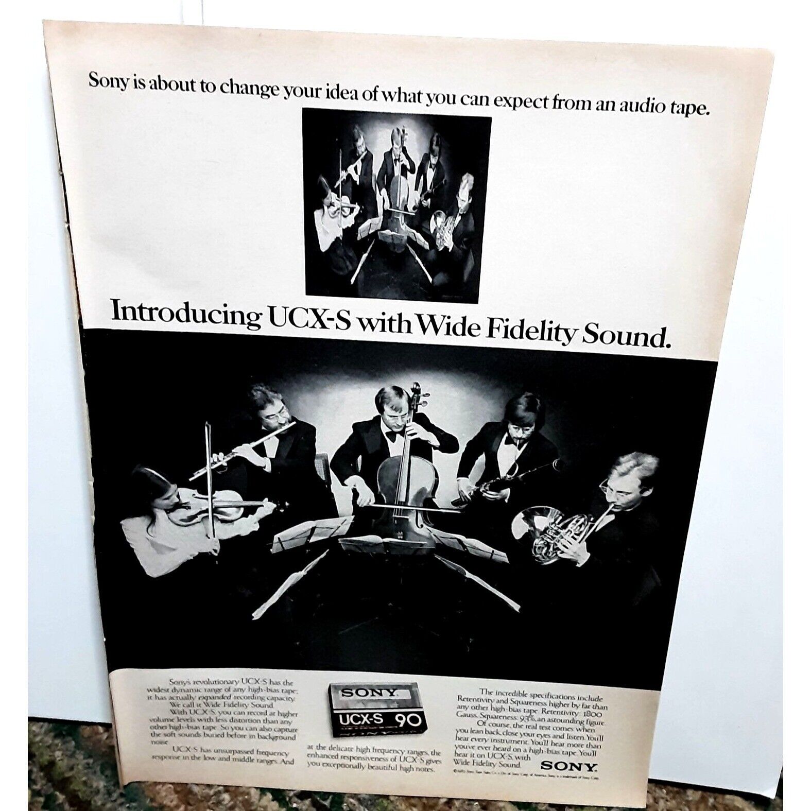 1982 Sony Cassette Wide Fidelity Sound UCX-S Tape Symphony Vintage Print Ad Orig