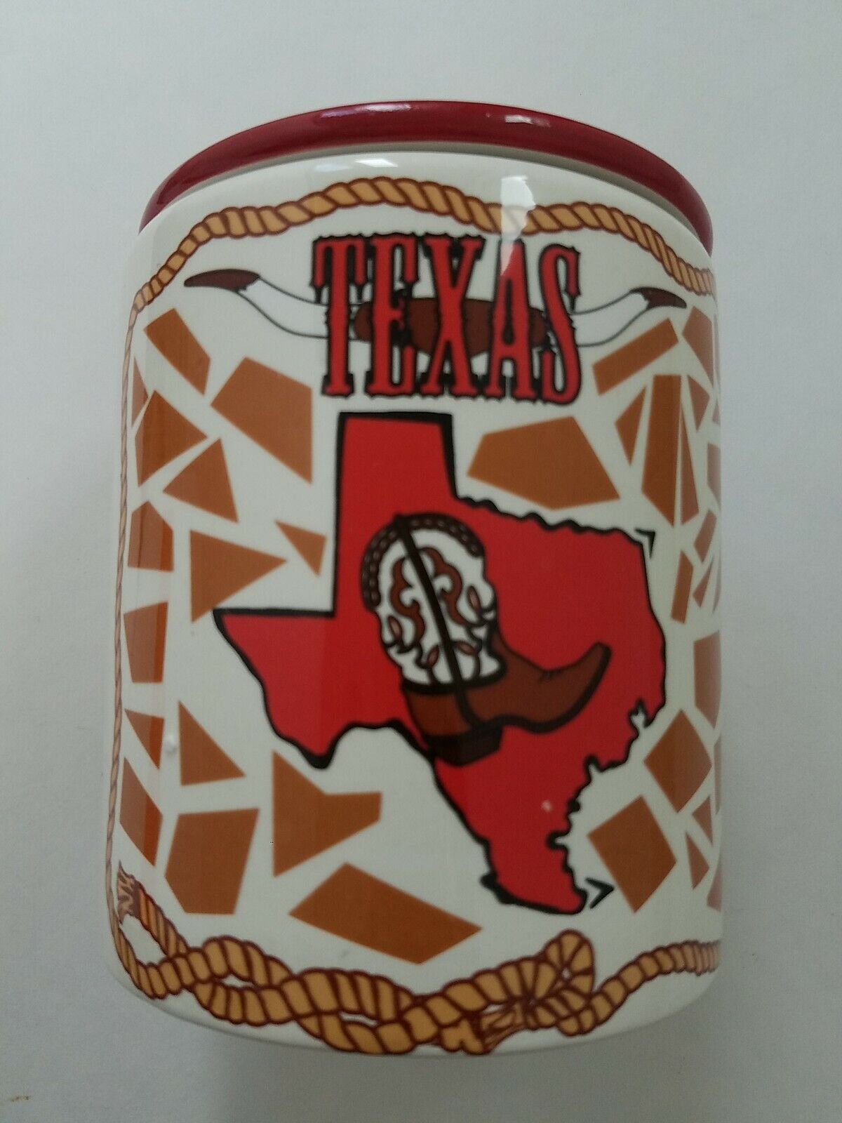 NIB Texas theme COOKIE or Food Safe Storage JAR in Gift box Collegiate Colors 