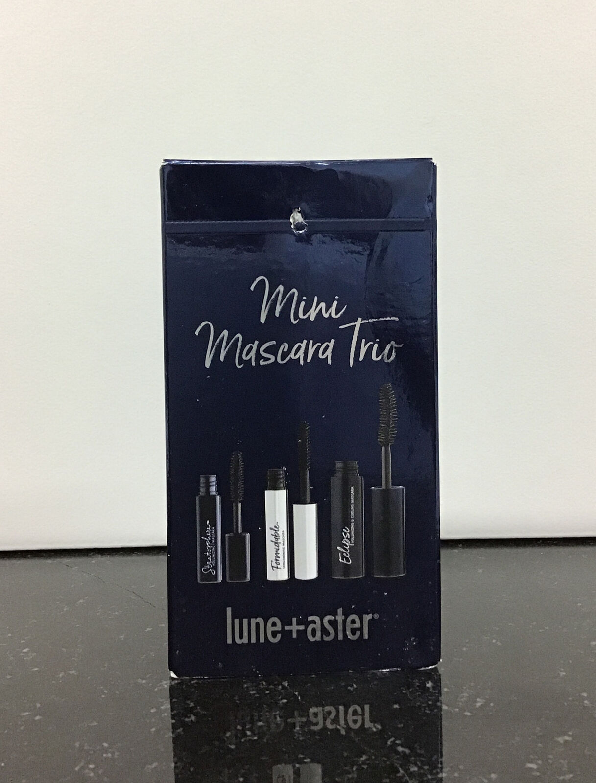 Lune + Aster mini mascara trio volumizing, lengthening, eclipse curling mascara.