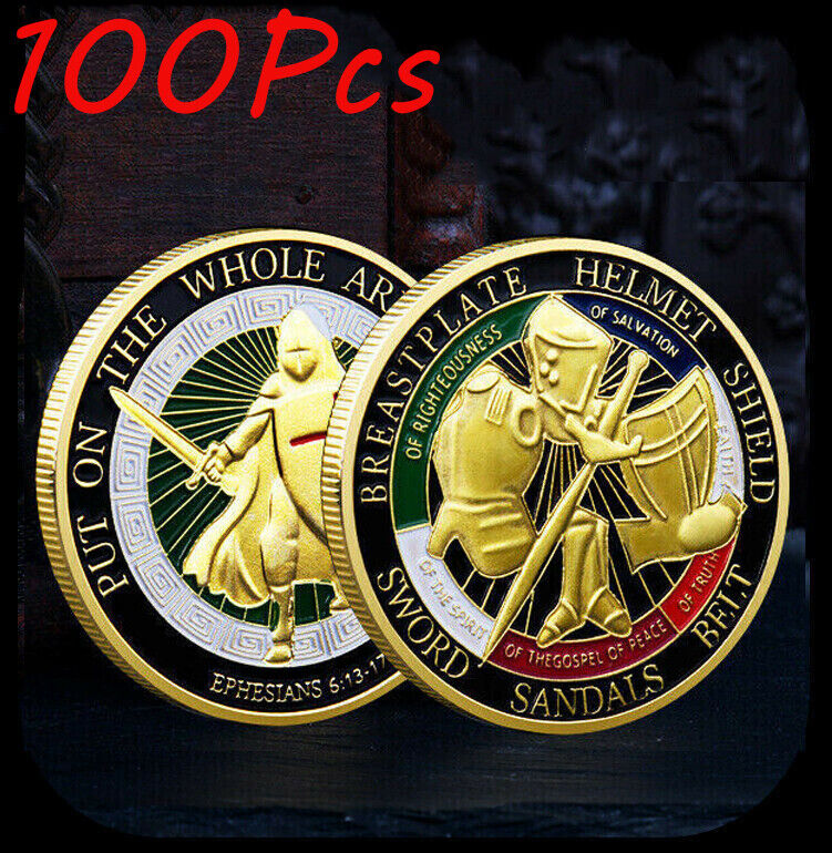 100Pcs Put on the Whole Armor of God Commemorative Challenge Collection Coins