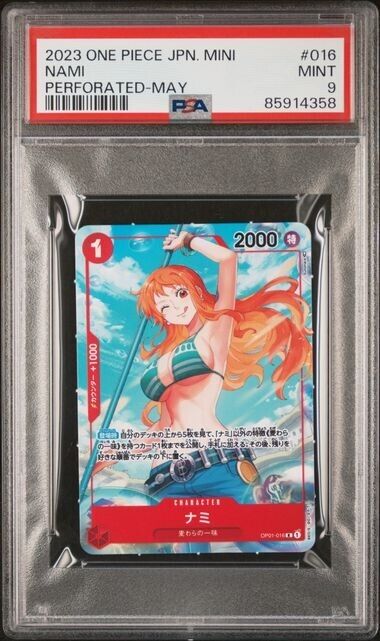 PSA 9 Nami OP01-016 Alt Art Japanese One Piece Romance Dawn Mini Card
