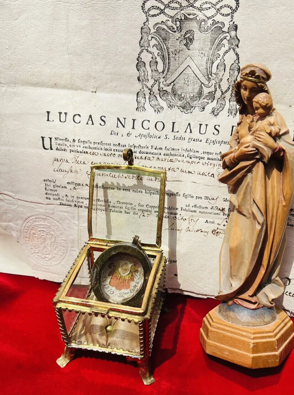 Vatican Relic VEIL VIRGIN MARY DOCUMENT 1747 COA Catholic Reliquary Jesus SAINT