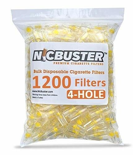 NICBUSTER 4 Hole Disposable Cigarette Filters - Bulk Economy Pack (1200 Filters)