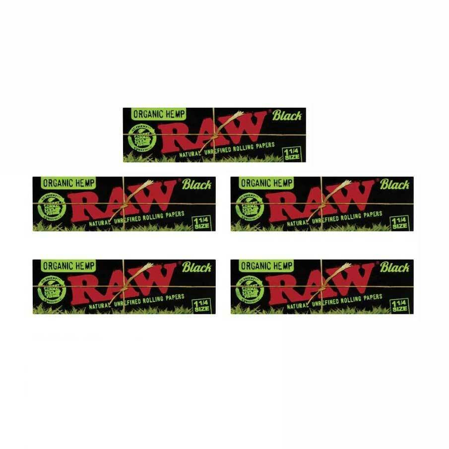 RAW Black Organic Hemp 1 1/4 Rolling Paper (5 Packs)