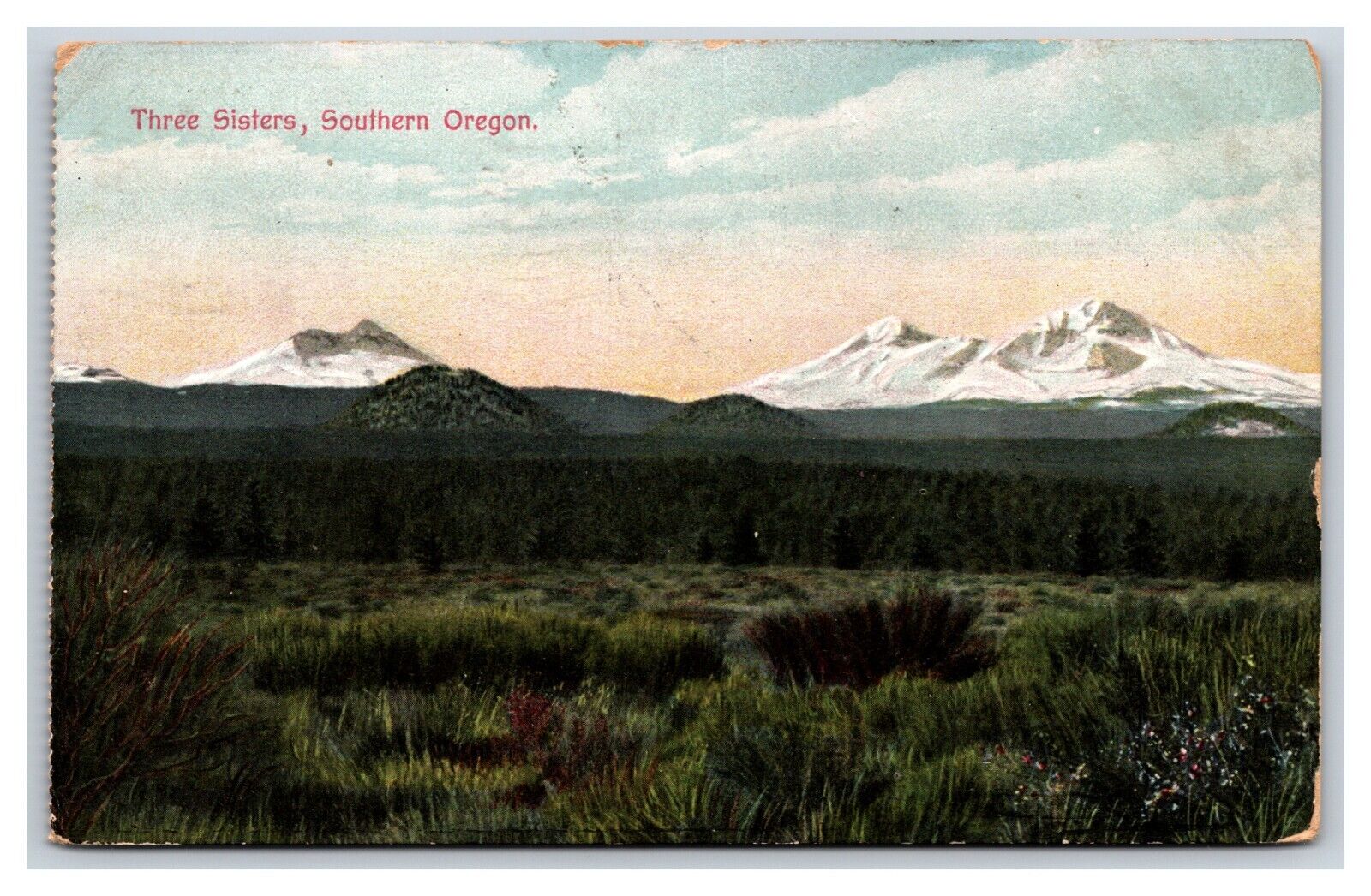 Panorama of Three Sisters Oregon OR 1909 DB Postcard U7