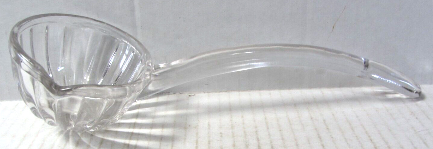 Vintage Clear Glass Ladle w Pouring Spout for Punch Bowl Curved Handle 12 Inch