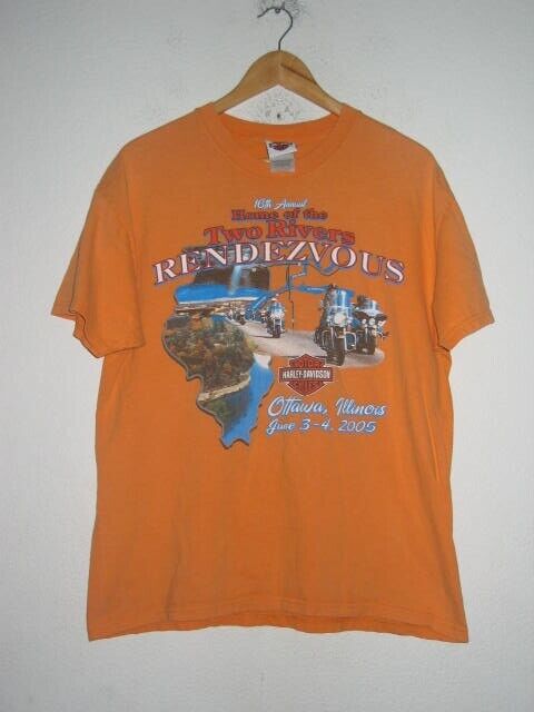 Harley Davidson Two Rivers Rendevous 2005 Starved Rock IL Short Sleeve T-Shirt L