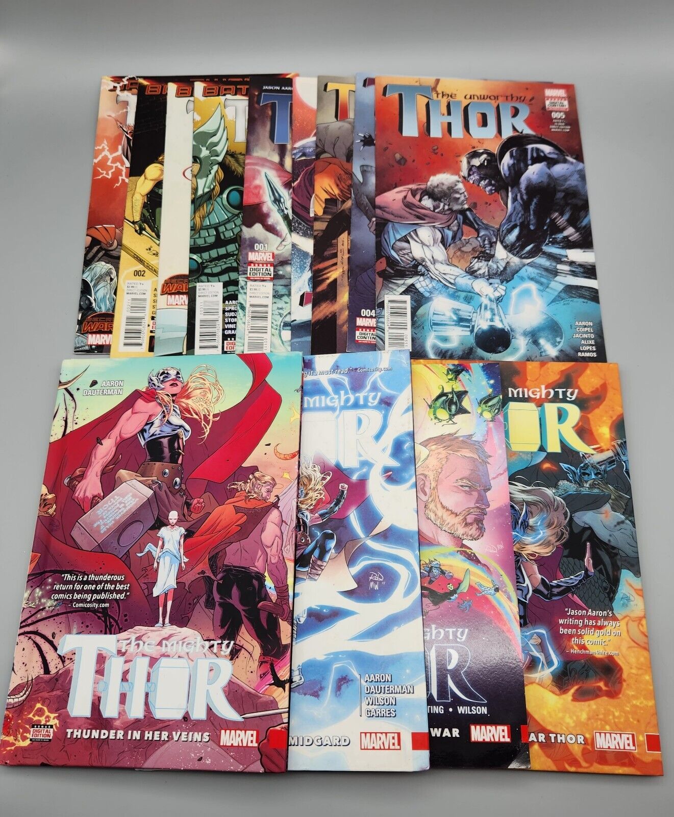 Lot of Thors Battleworld #1-4 Set, The Unworthy Thor 1-5, & The Mighty Thor 1-4