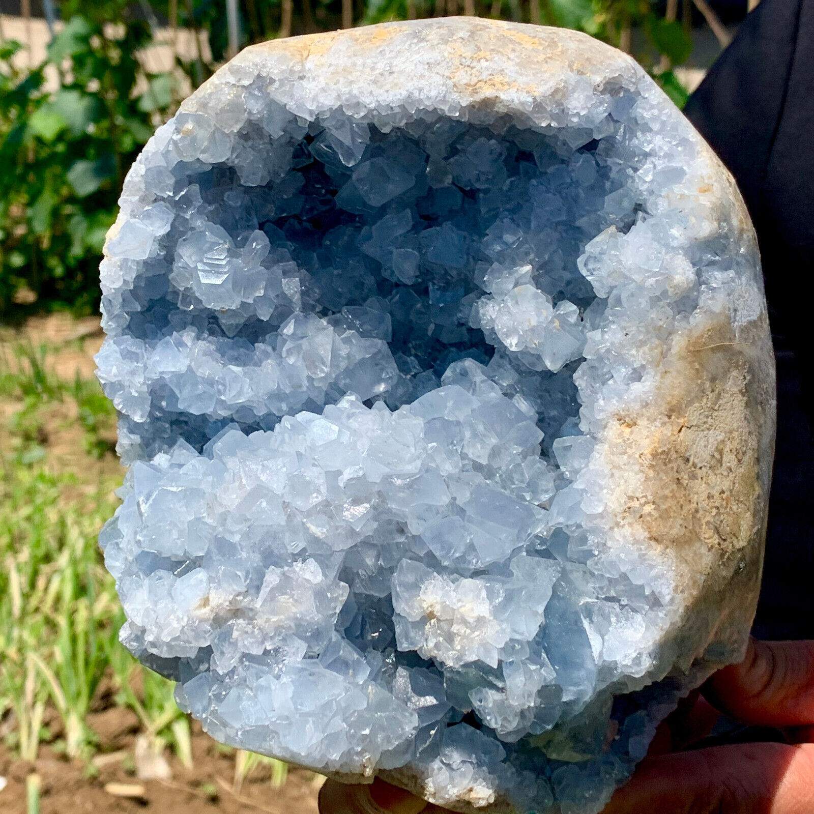 8.8LB Natural Blue Celestite Geode QuartzCrystal  Mineral Specimen Healing