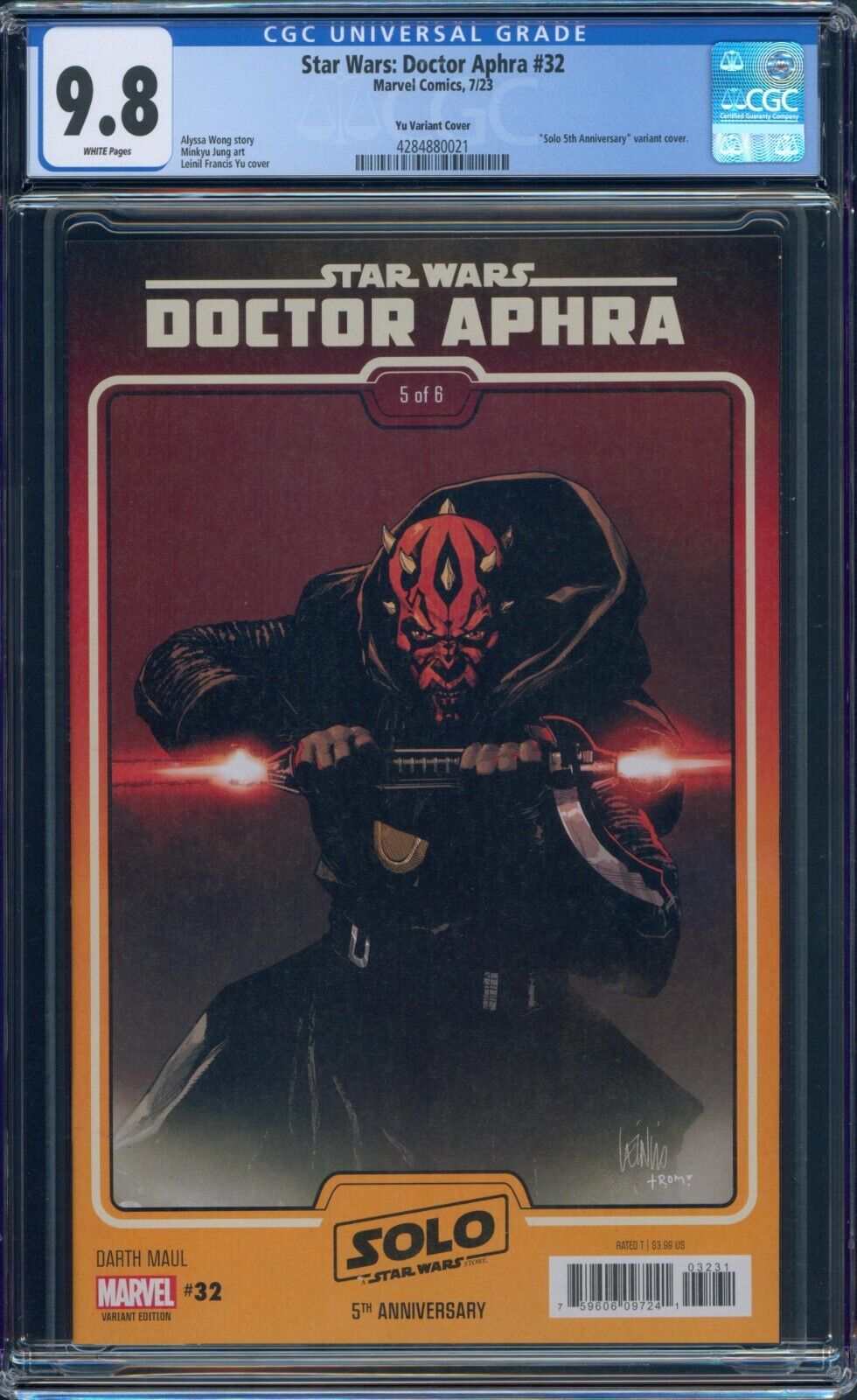 Star Wars Doctor Aphra #32 CGC 9.8 Yu Darth Maul Solo Variant 5 of 6 Marvel 2023