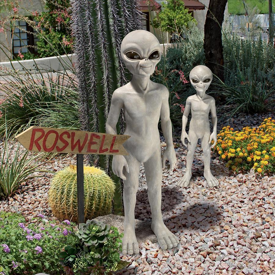 Set of 2 Sizes UFO Extra-Terrestrial Roswell Area 51 Outer Space Alien Sculpture