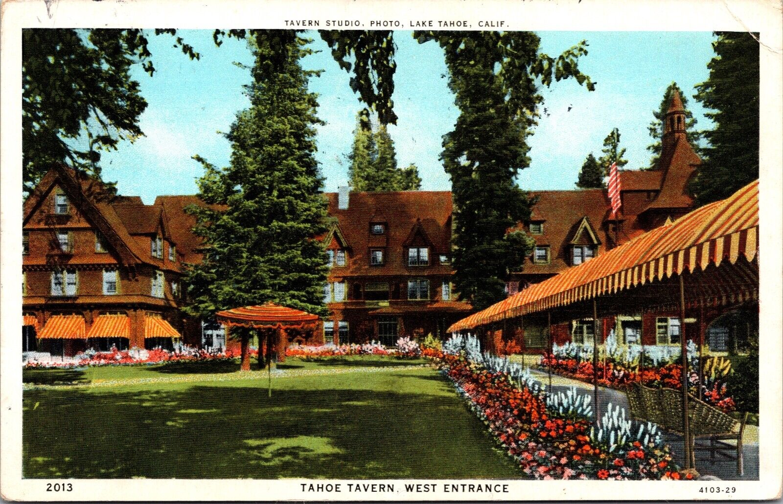 Postcard Tahoe Tavern, West Entrance in Lake Tahoe, California