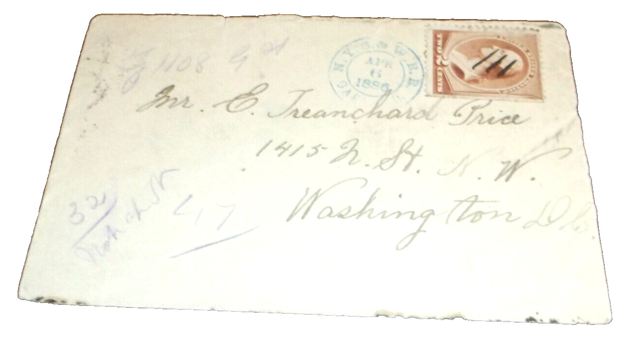 1886 NYS&W NEW YORK SUSQUEHANNA AND WESTERN RPO HANDLED ENVELOPE