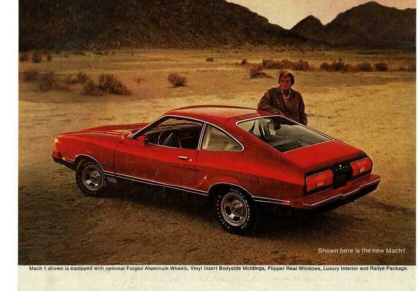 1974 FORD Mustang red MACH 1 in the desert Vintage Print Ad