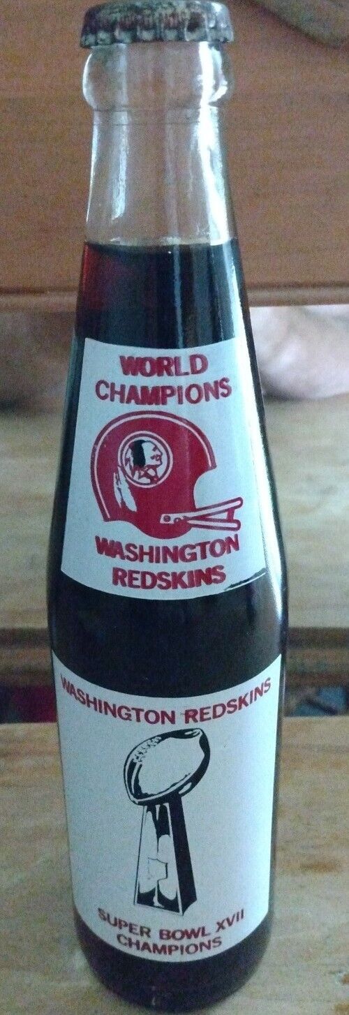 Coke Washington Redskins Super Bowl XVII Full Bottle - 10 oz, 1983, Vintage