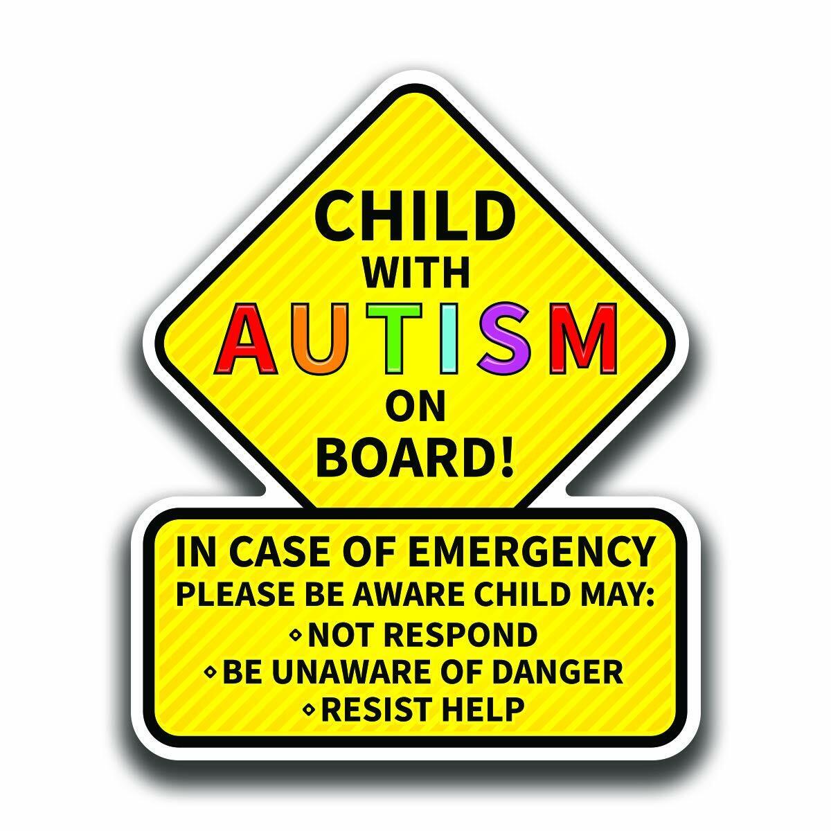 2-Pack Child with Autism On Board Sticker Decal | Laminated | 5.5 Inch Tall