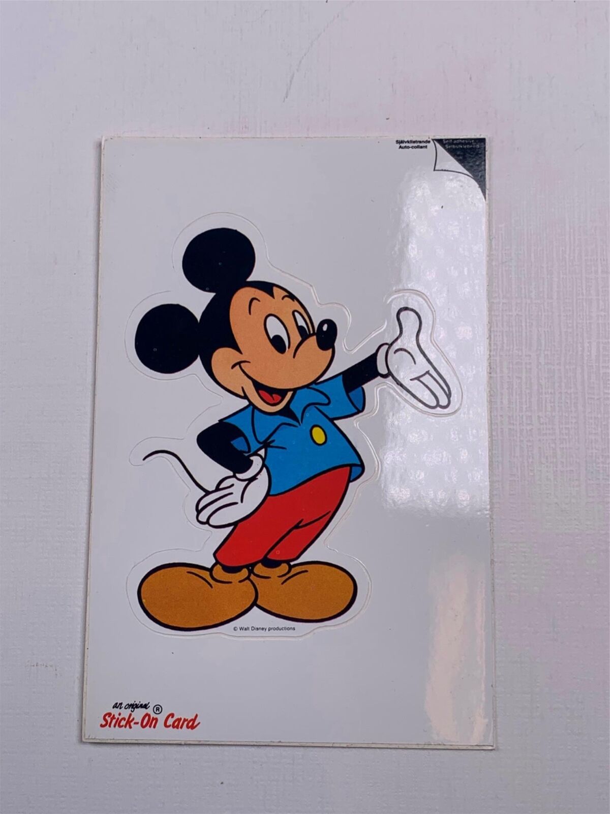 Postcard Stick On Card Mickey Mouse Smiling With Hand Out  Disney 