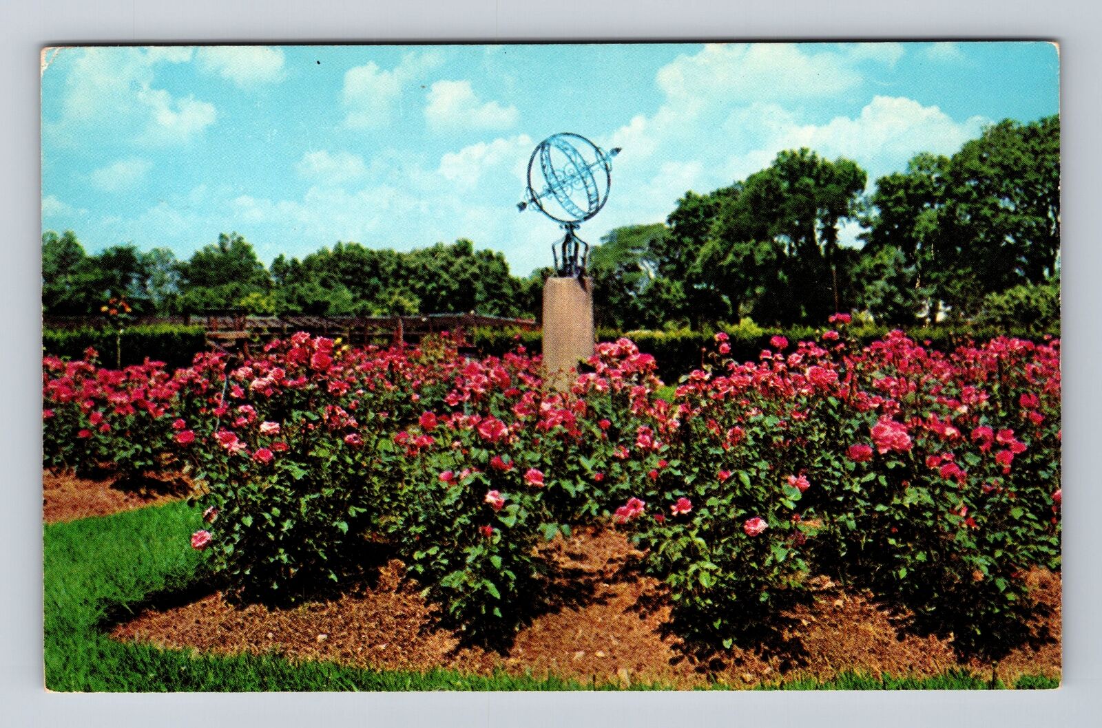 Columbus OH-Ohio, The Park of Roses, Sundial, Souvenir Vintage Postcard