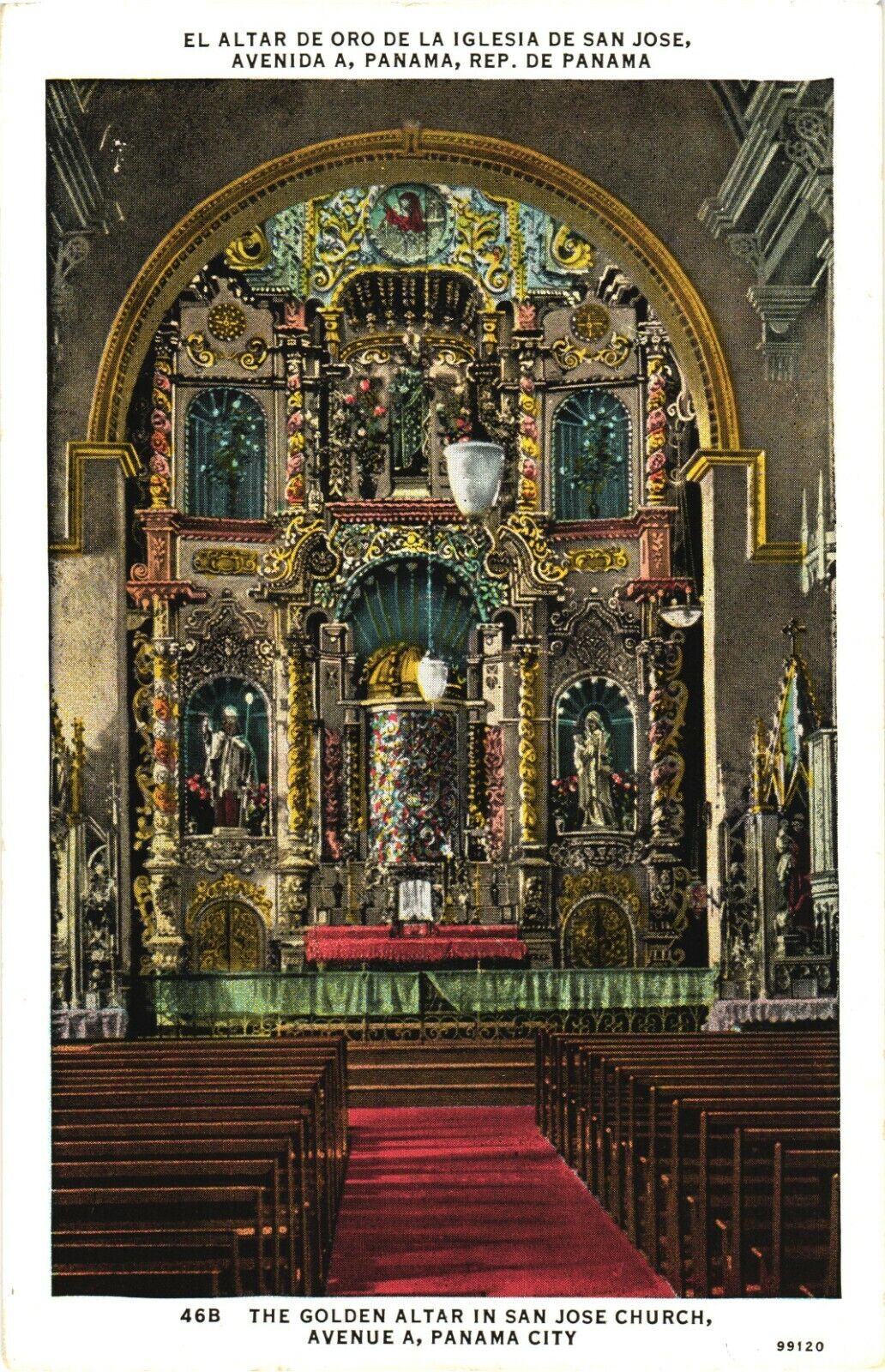 The Golden Altar In San Jose Church Avenue A, Panama City, Panama Postcard