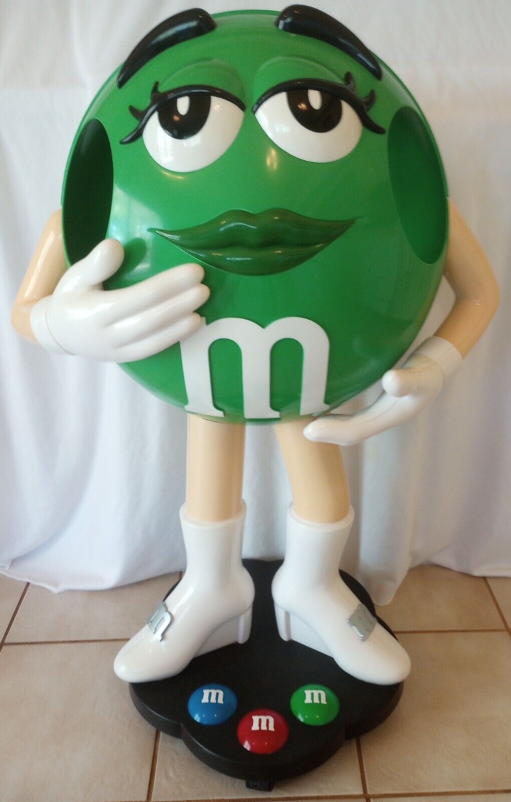 M&M Mars Green Female Chocolate Candy Character 38’’ Store Display On Wheels