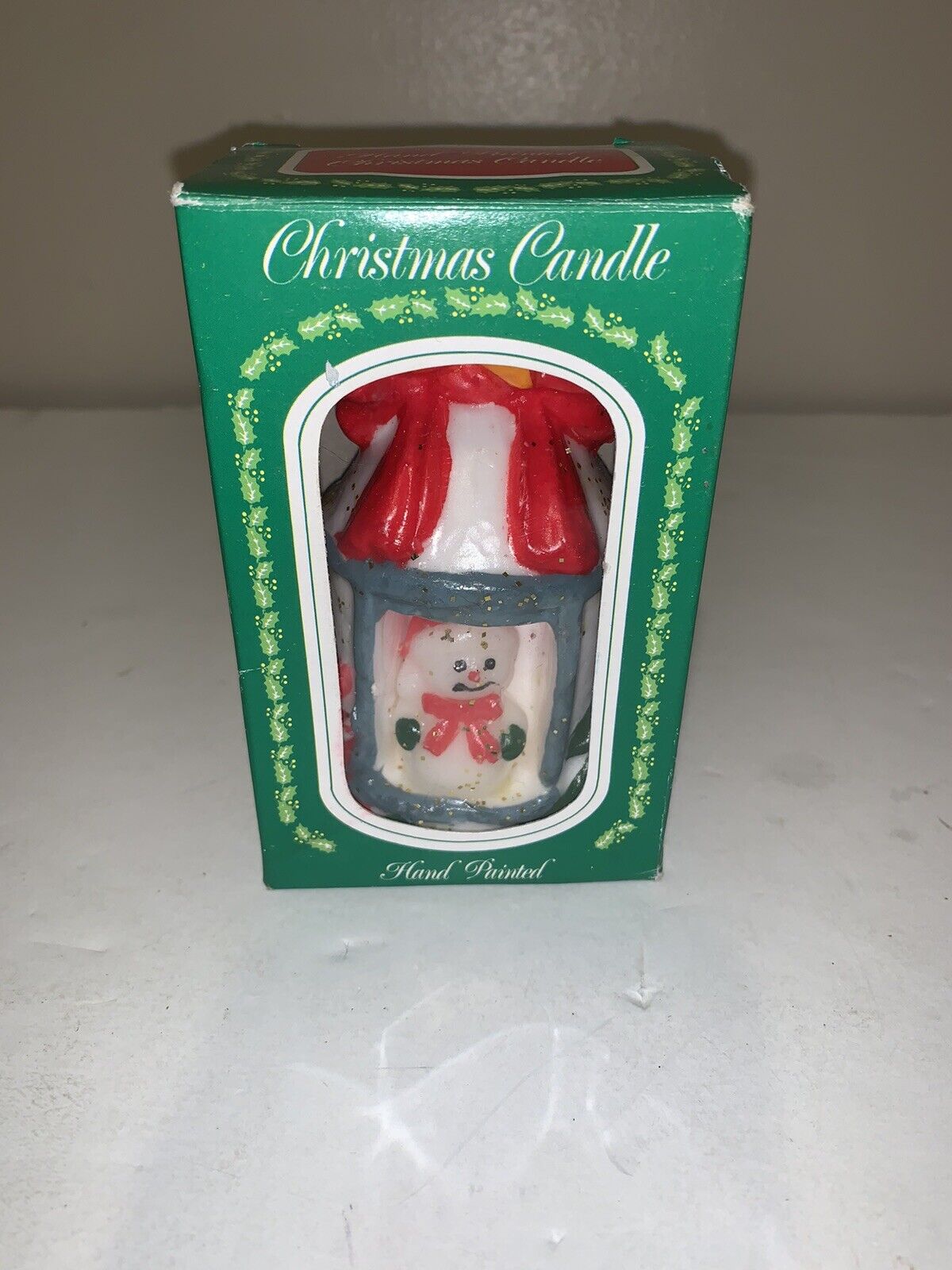 Vintage Hand Painted Christmas Candle Snowman NOS