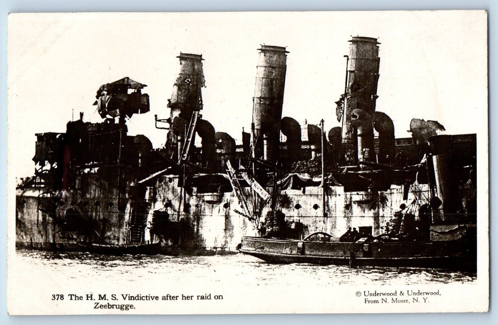 Moser NY Postcard RPPC Photo The H M S Vindictive After Her Raid On Zeebrugge