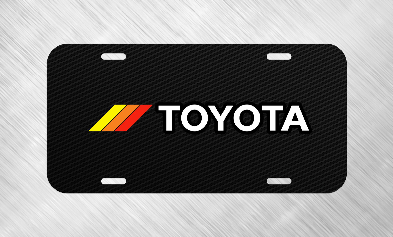 Simulated Carbon Fiber Toyota Retro License Plate Auto Car Tag  