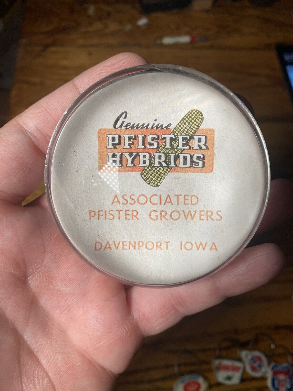 Vintage Pfister Hybrid Seed Corn Paperweight Davenport Iowa