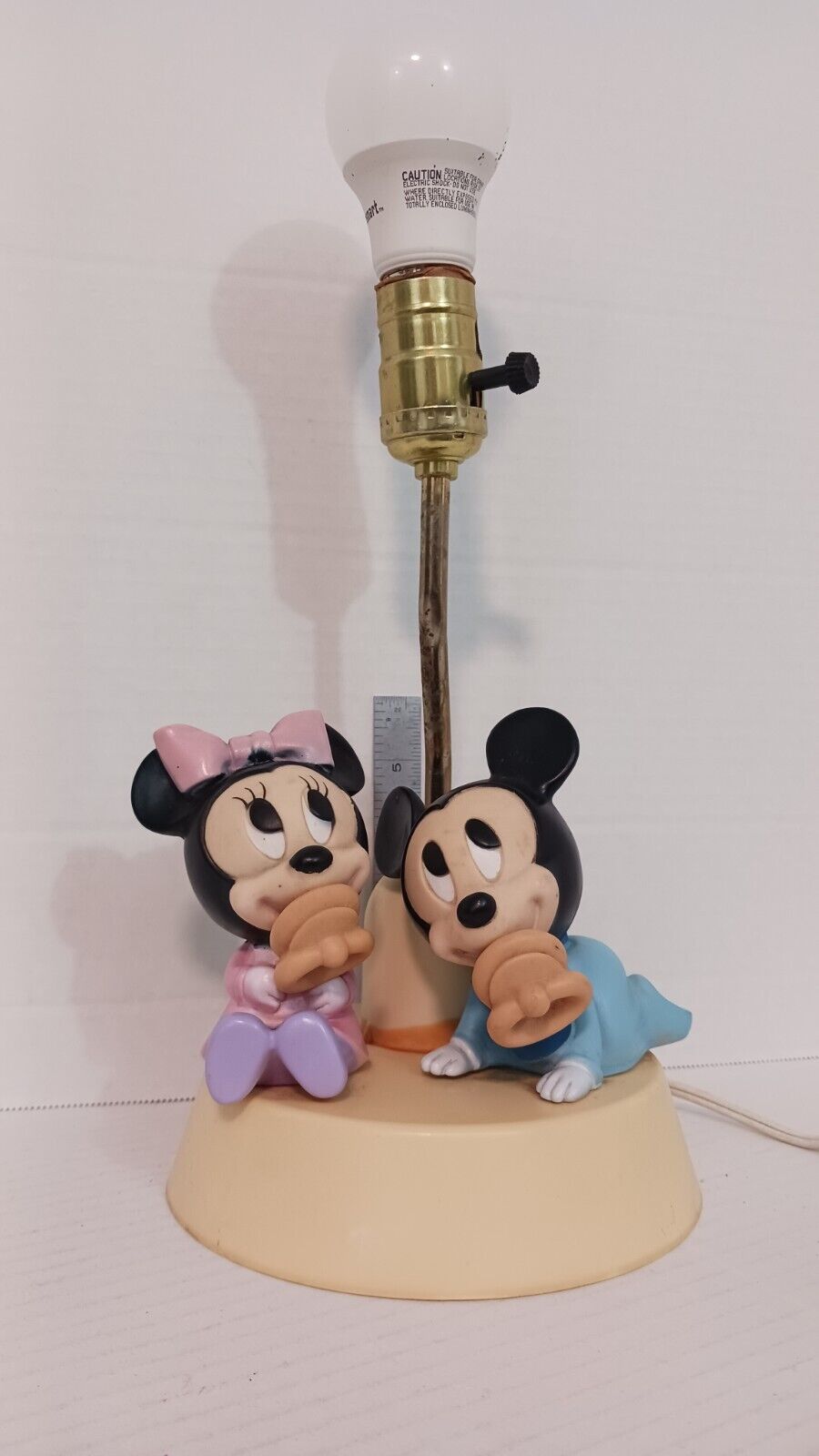 Vintage 1984 Disney Baby Mickey & Minnie Nursery Table Lamp & Night Light 3 Way