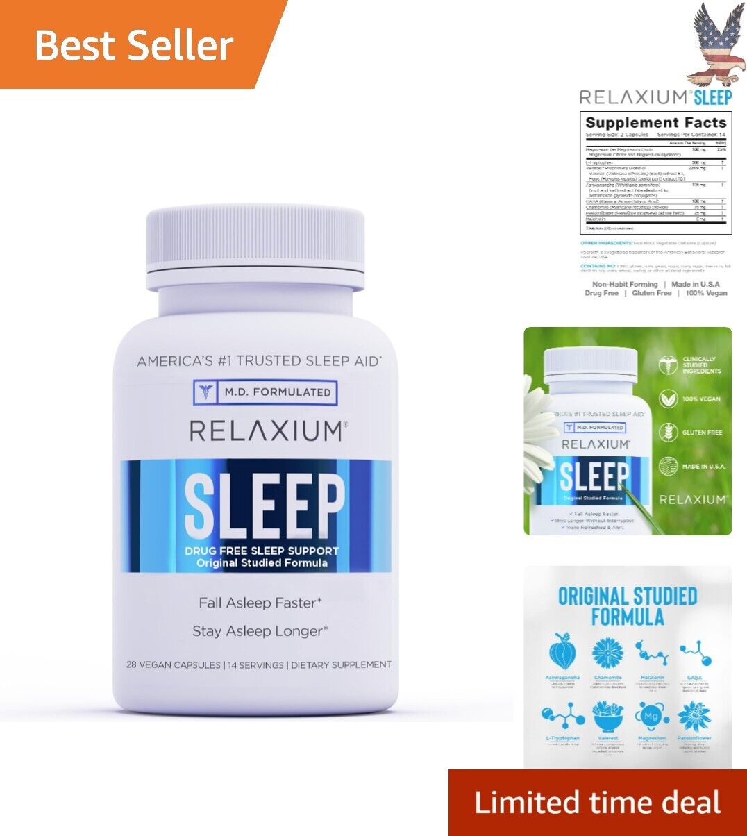 Powerful Herbal Sleep Aid Supplement - Drug-Free, 14-Day Supply, 28 Count