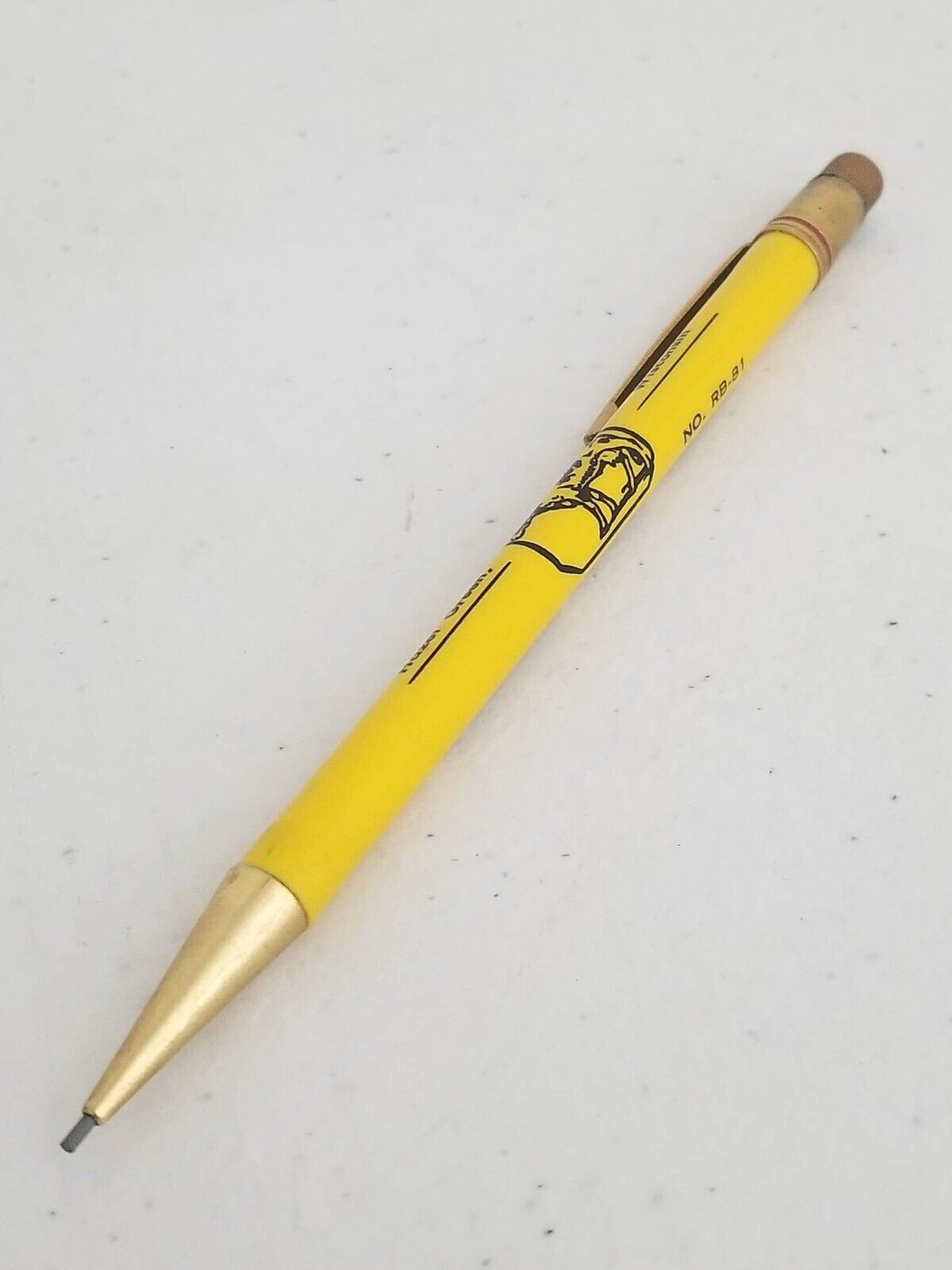 Vintage Apco Advertising Mechanical Pencil Yellow & Gold Collectible Writing Too