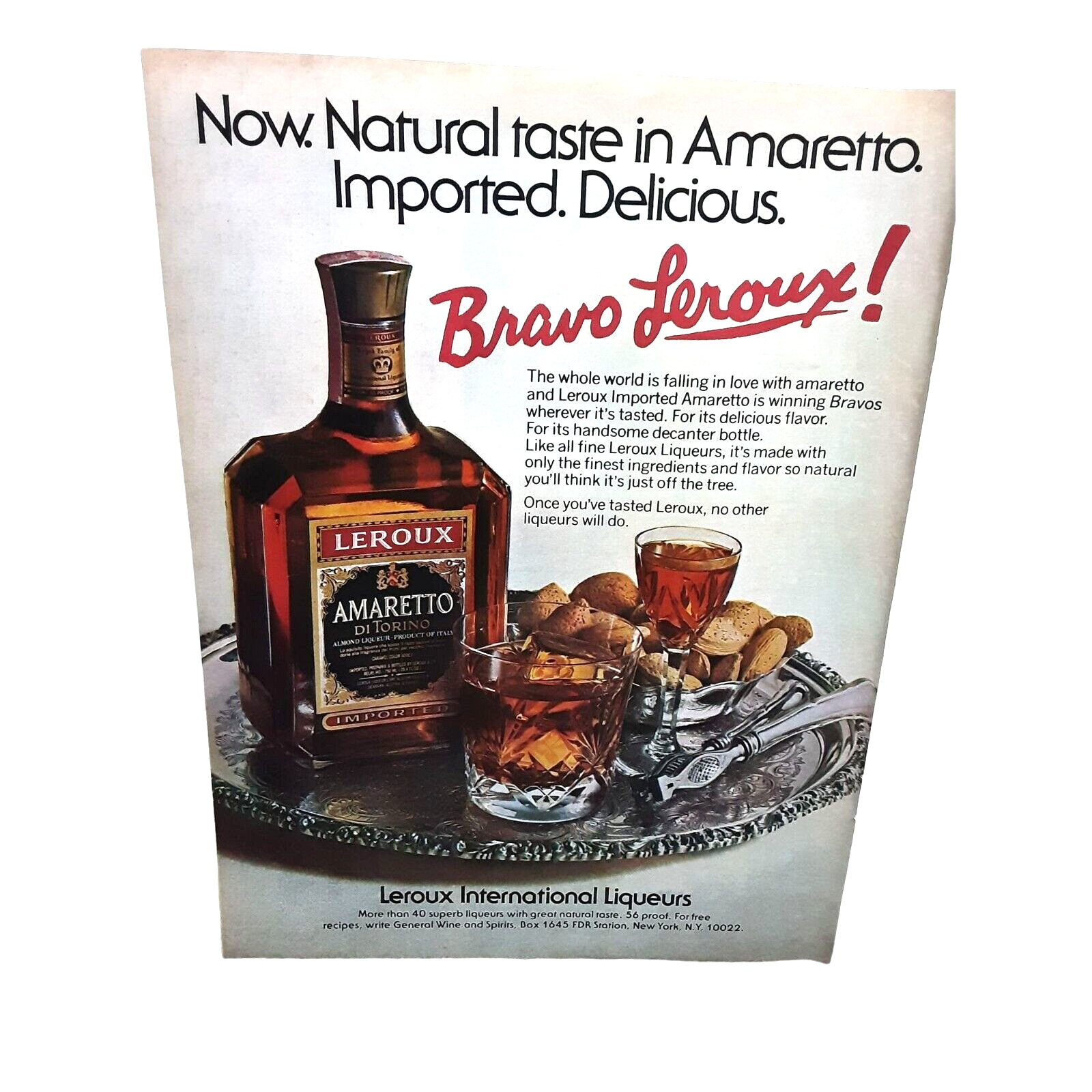 1981 Leroux Amaretto Liqueur Original Ad Vintage