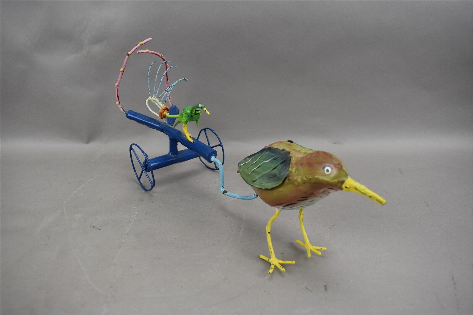 Bill Reid Metal Art Sculpture Birds Painted Welded Pulling Wagon Surrealism 