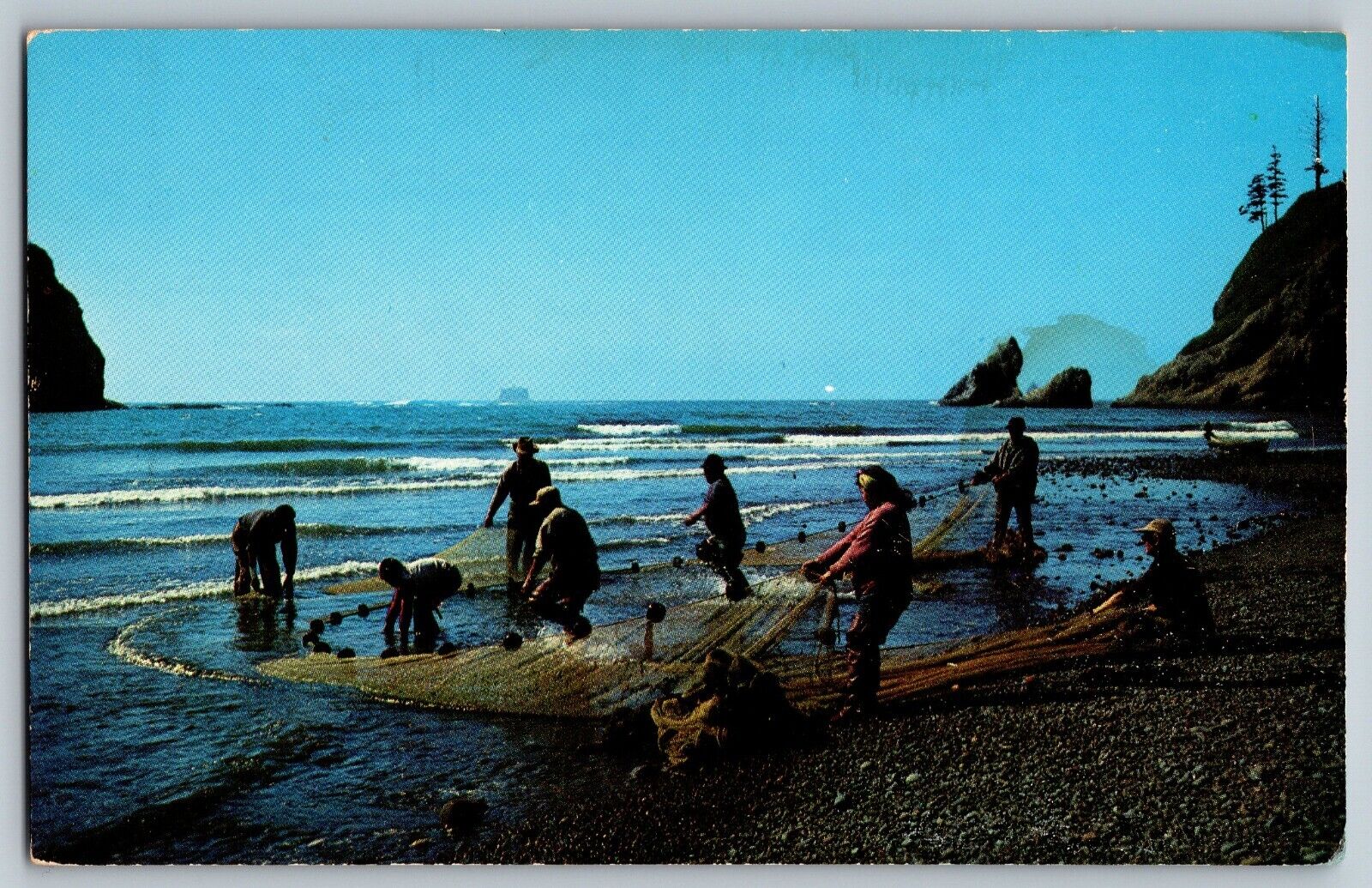 Washington WA - Pacific Ocean Seacoast - Smelt Fishing - Vintage Postcard