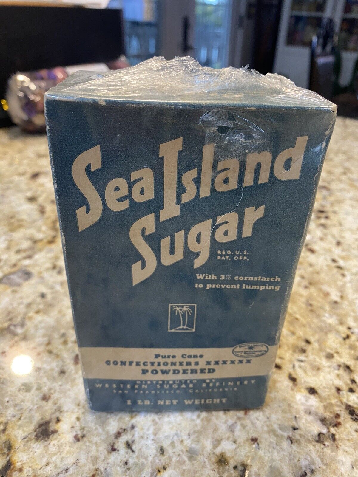 Rare, Vintage 1930’s, Unopened,  16 Oz. Box, “Sea Island Sugar,” NOS
