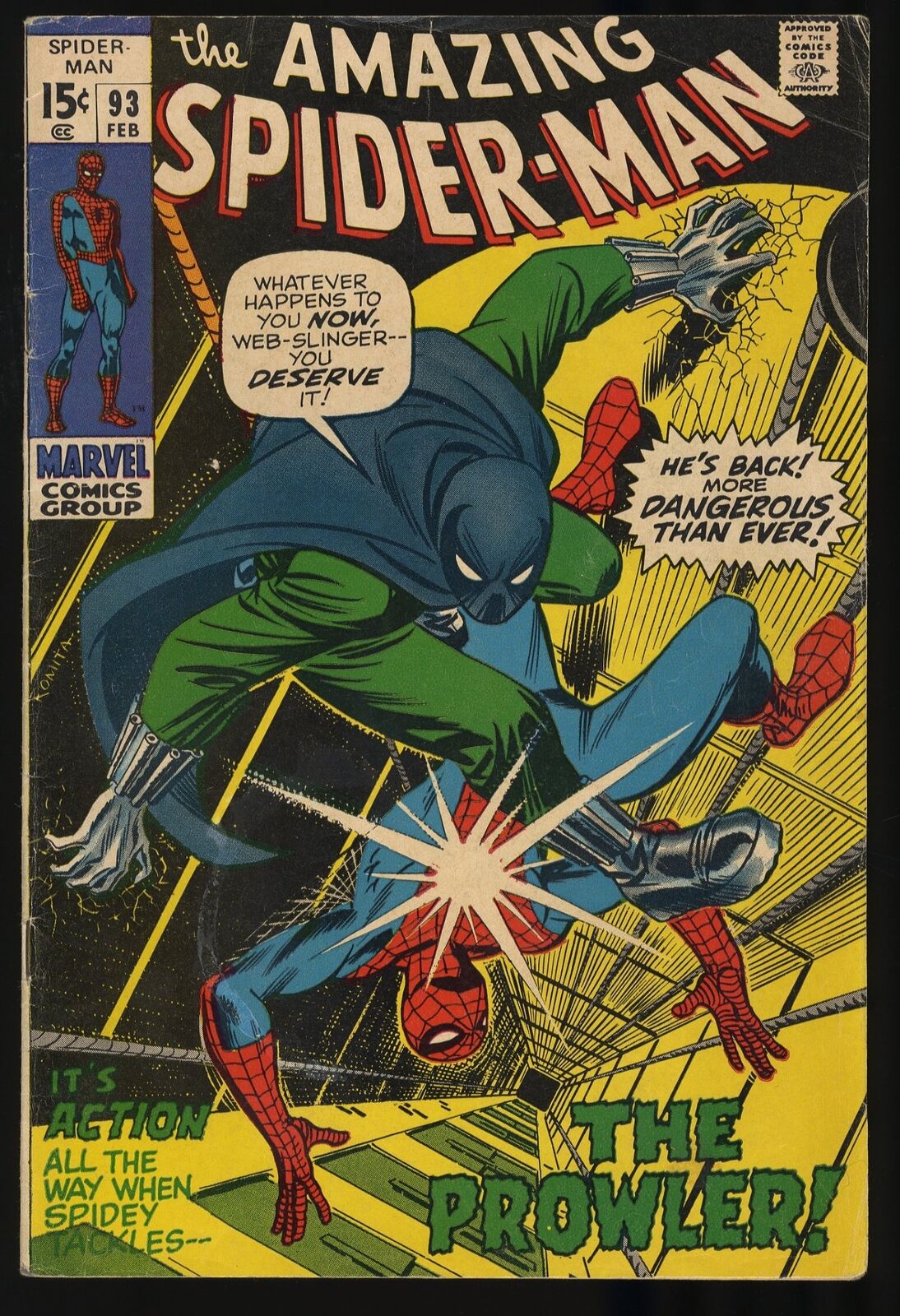 Amazing Spider-Man #93 VG+ 4.5 Prowler Appearance John Romita Jr. Cover