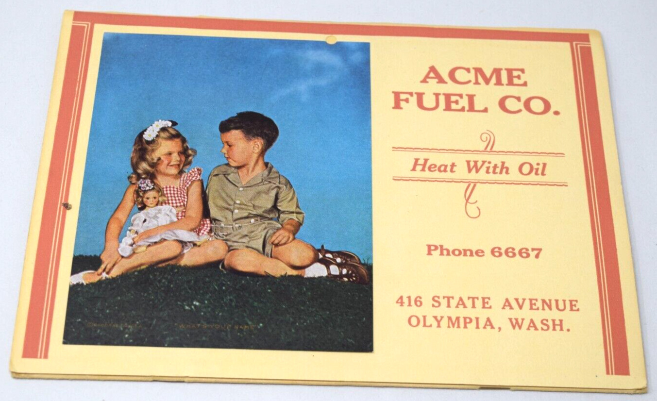 1949 Calendar ACME Fuel CO Olympia WA Northwest