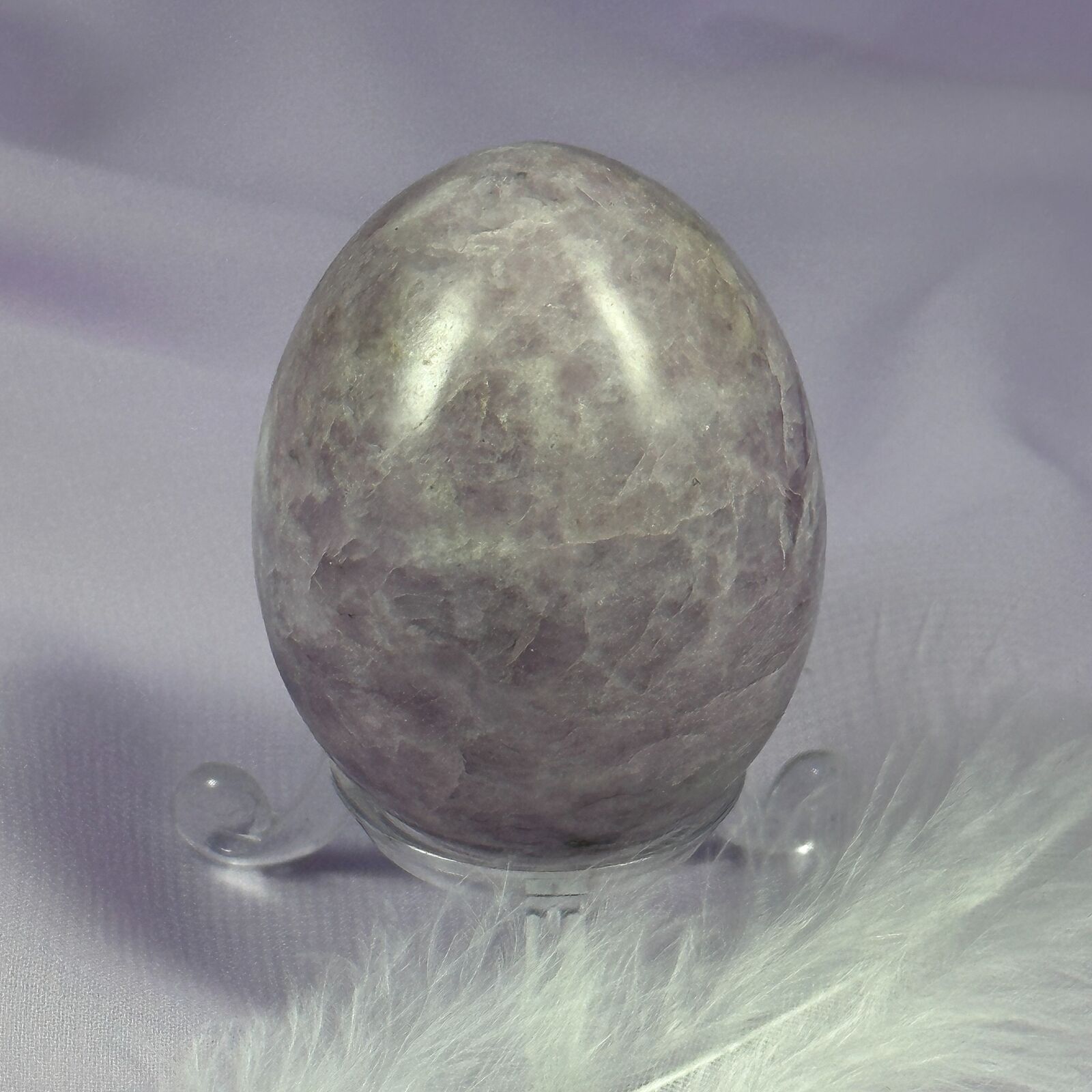 Unusual Lilac Lepidolite in Quartz egg 134g SN23421